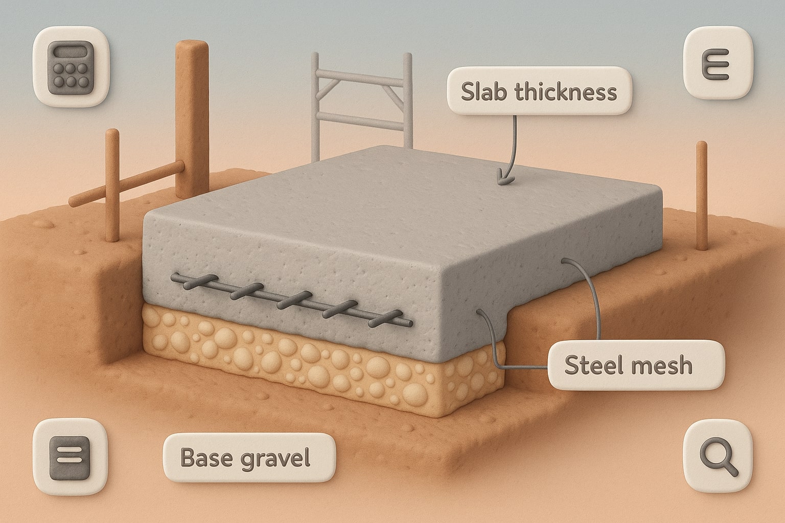 แสดงการทำงานของเครื่องมือคำนวณพื้นคอนกรีตที่มีช่องกรอกข้อมูลและผลลัพธ์ทันที ช่วยแก้ปัญหาได้อย่างง่ายดาย