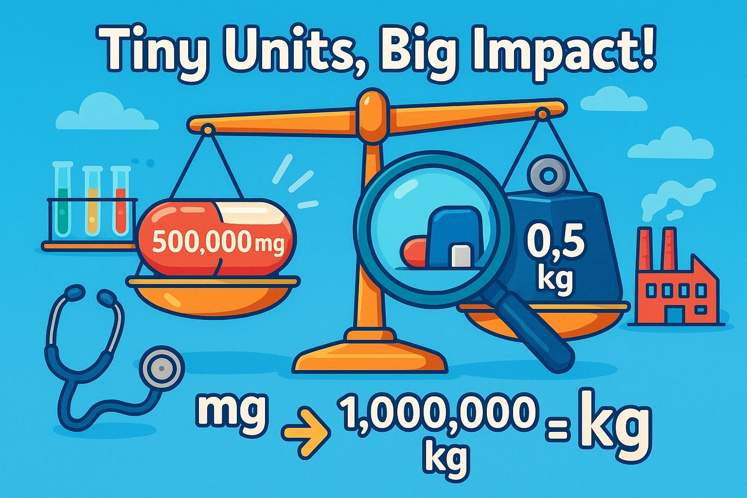 เครื่องมือแปลงมิลลิกรัมเป็นกิโลกรัม