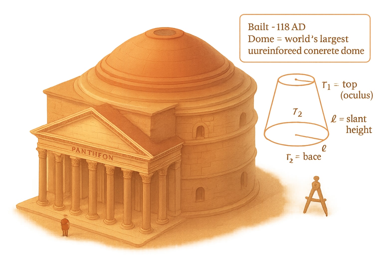 แสดงวิธีการทำงานของเครื่องมือคำนวณพื้นที่ผิวรูปกรวยตัด โดยมีช่องกรอกข้อมูลและผลลัพธ์ทันทีช่วยให้ผู้ใช้งานแก้ปัญหาได้ง่าย