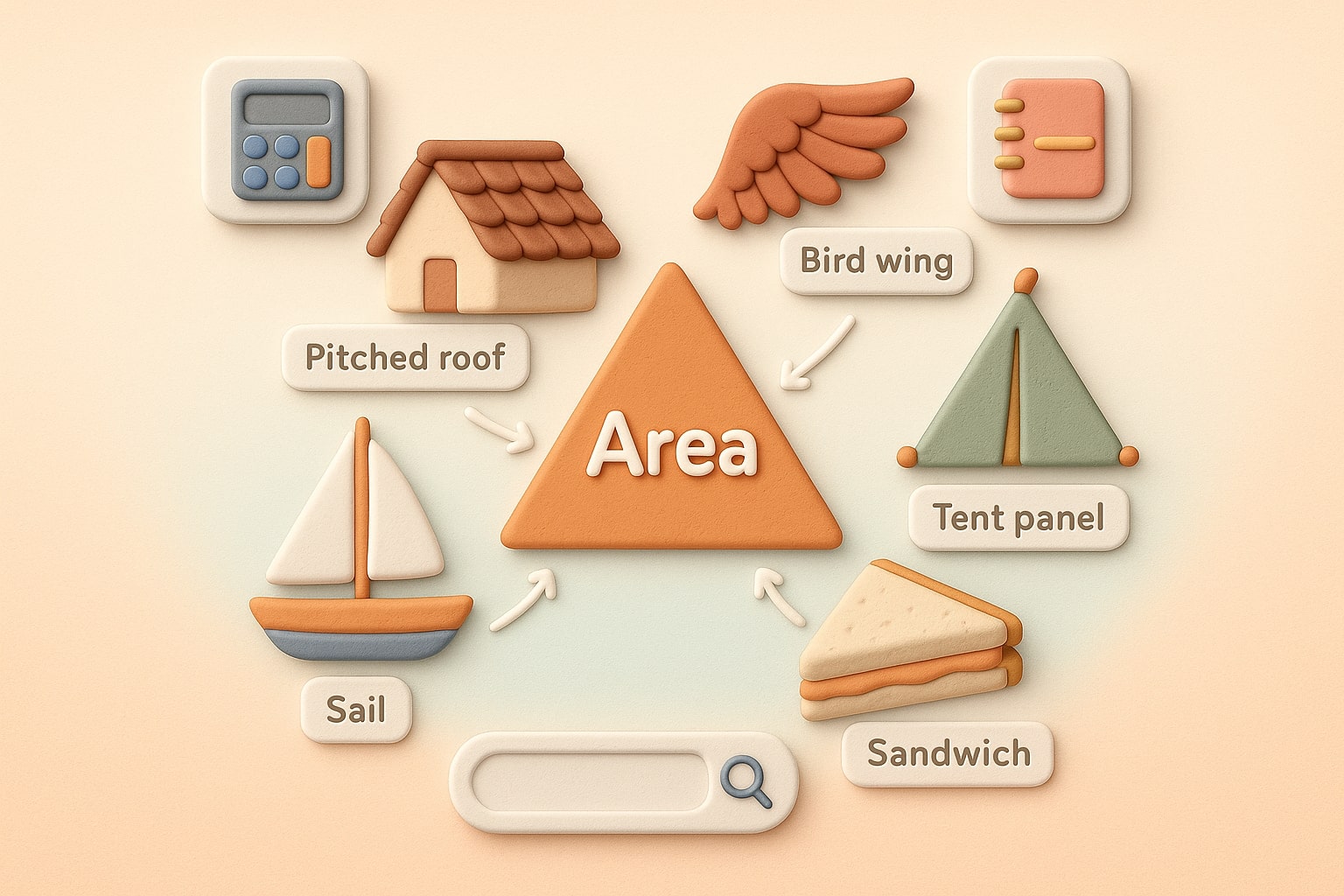 แสดงวิธีการใช้เครื่องมือคำนวณพื้นที่สามเหลี่ยมพร้อมช่องป้อนข้อมูลและผลลัพธ์ทันทีที่ช่วยแก้ปัญหาได้ง่าย