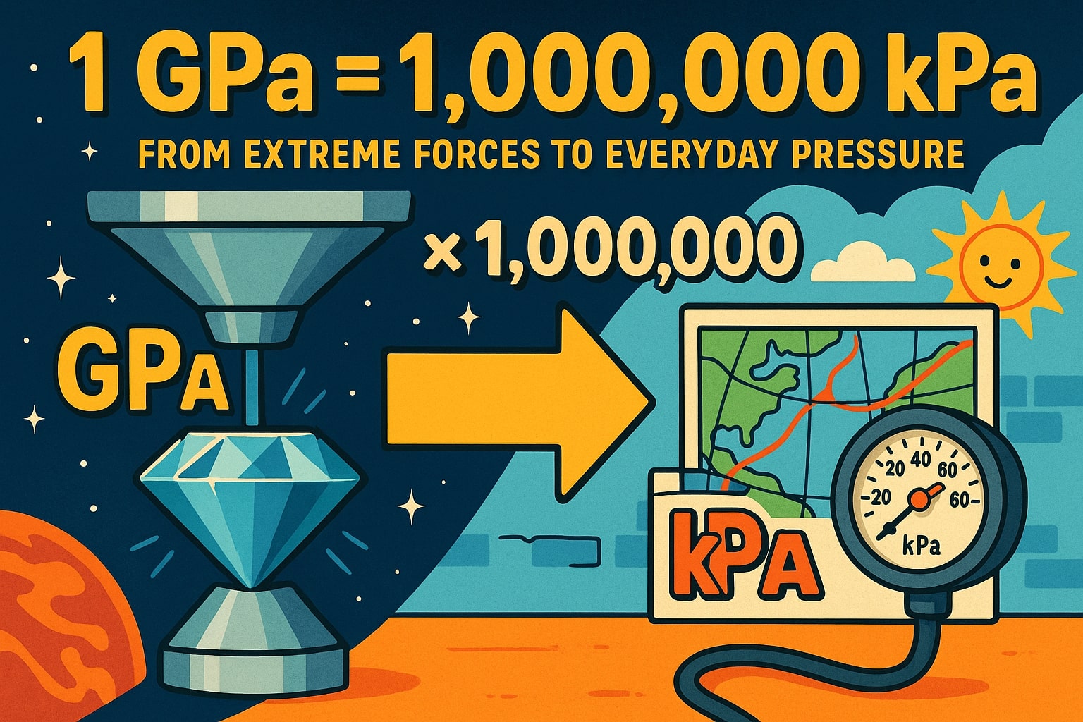 เครื่องมือแปลง Gigapascal เป็น Kilopascal