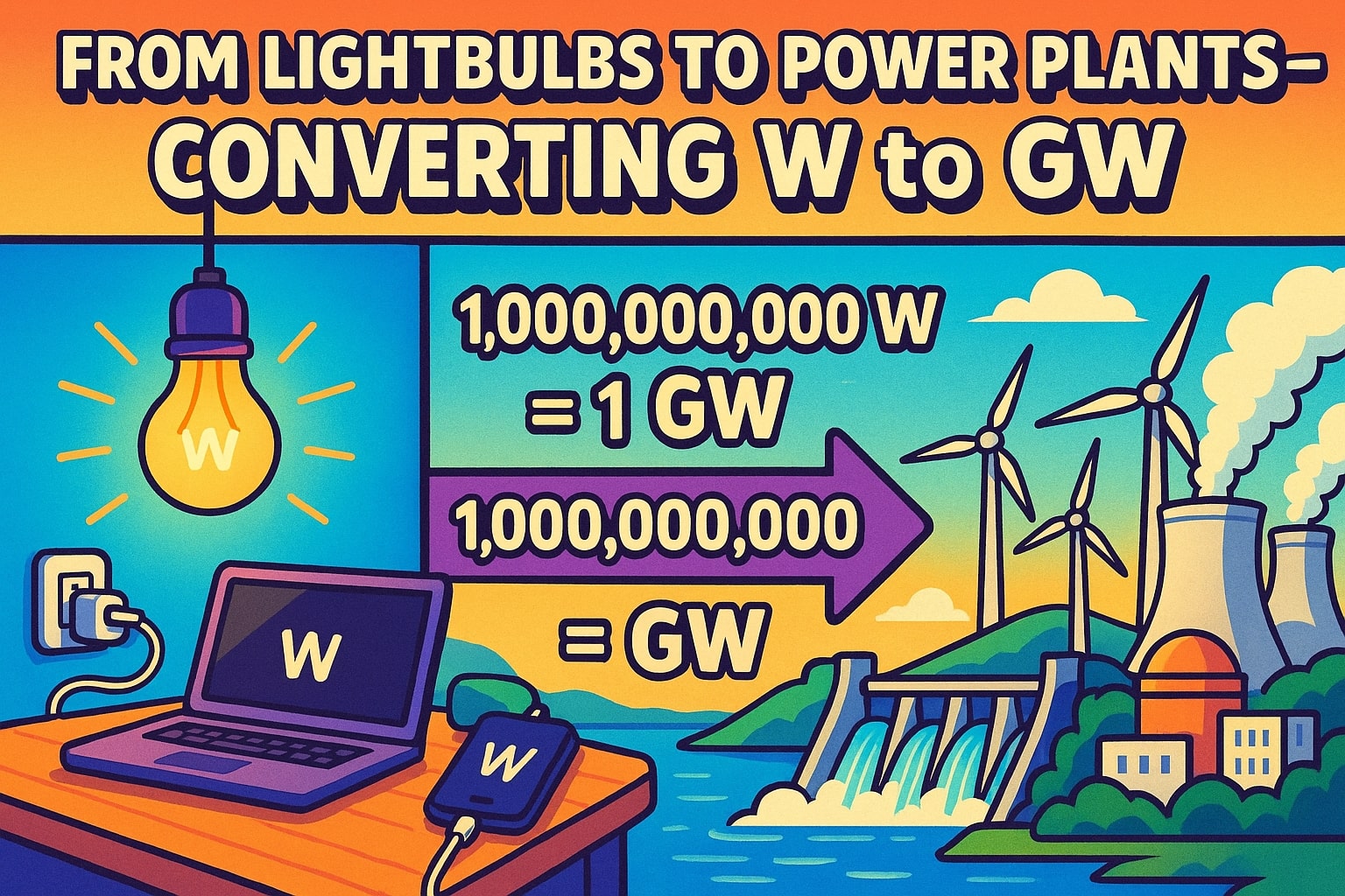 เครื่องมือแปลงวัตต์เป็นกิกะวัตต์