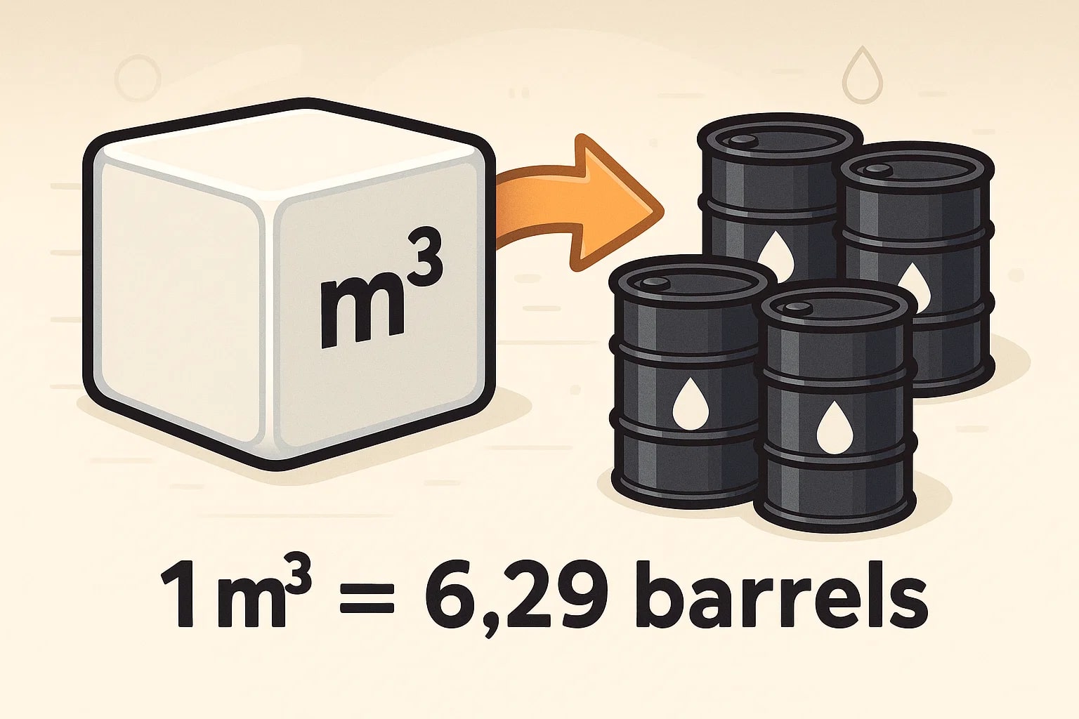 เครื่องมือแปลงลูกบาศก์เมตรเป็นบาร์เรลน้ำมัน