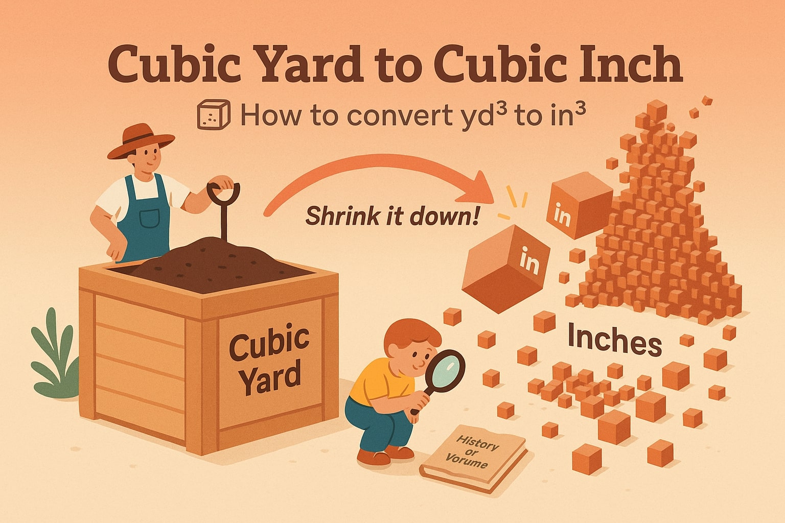 เครื่องมือแปลงลูกบาศก์หลาเป็นลูกบาศก์นิ้ว