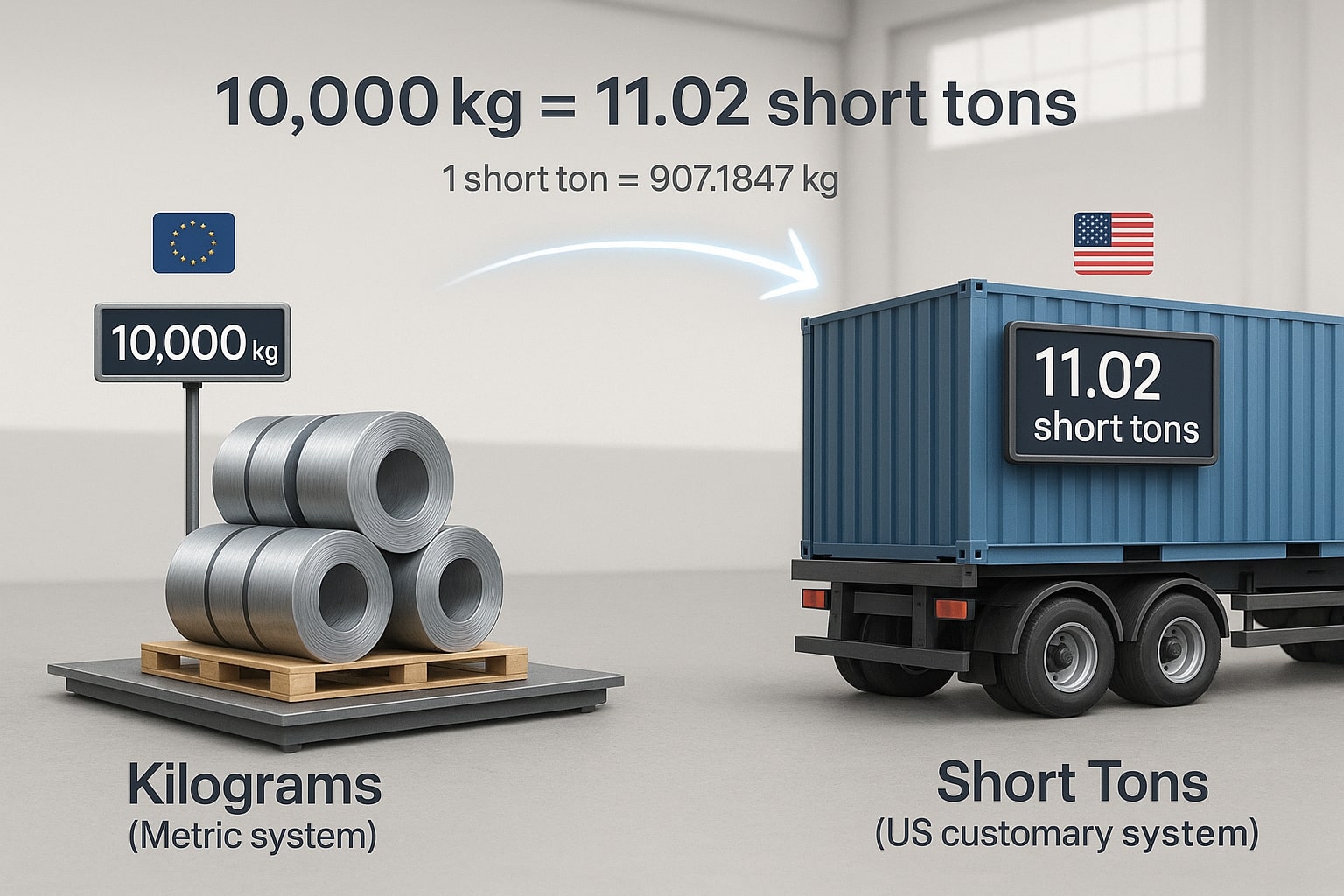เครื่องมือแปลงกิโลกรัมเป็นตันสั้น