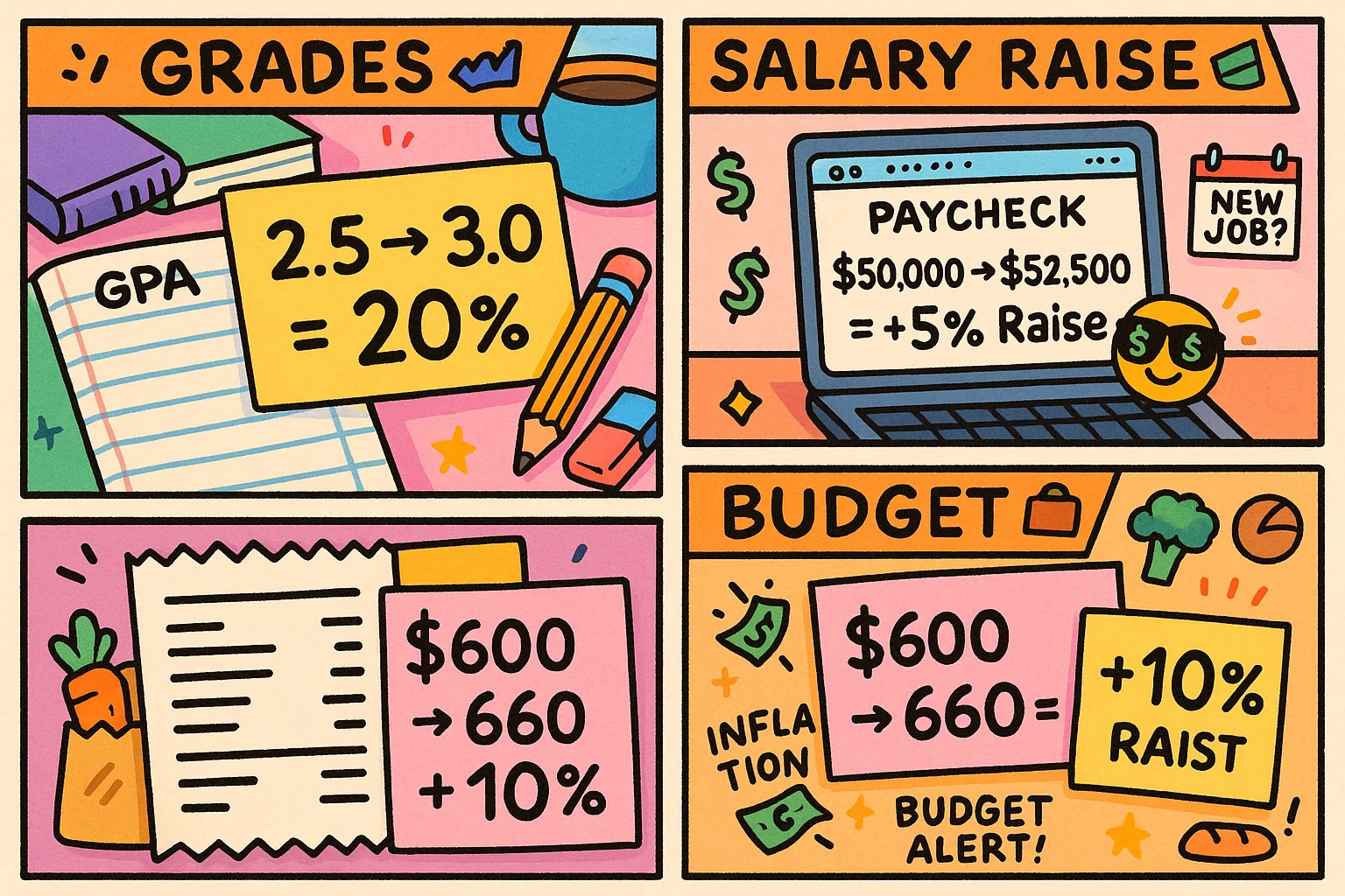 เครื่องมือคำนวณเปอร์เซ็นต์การเปลี่ยนแปลง