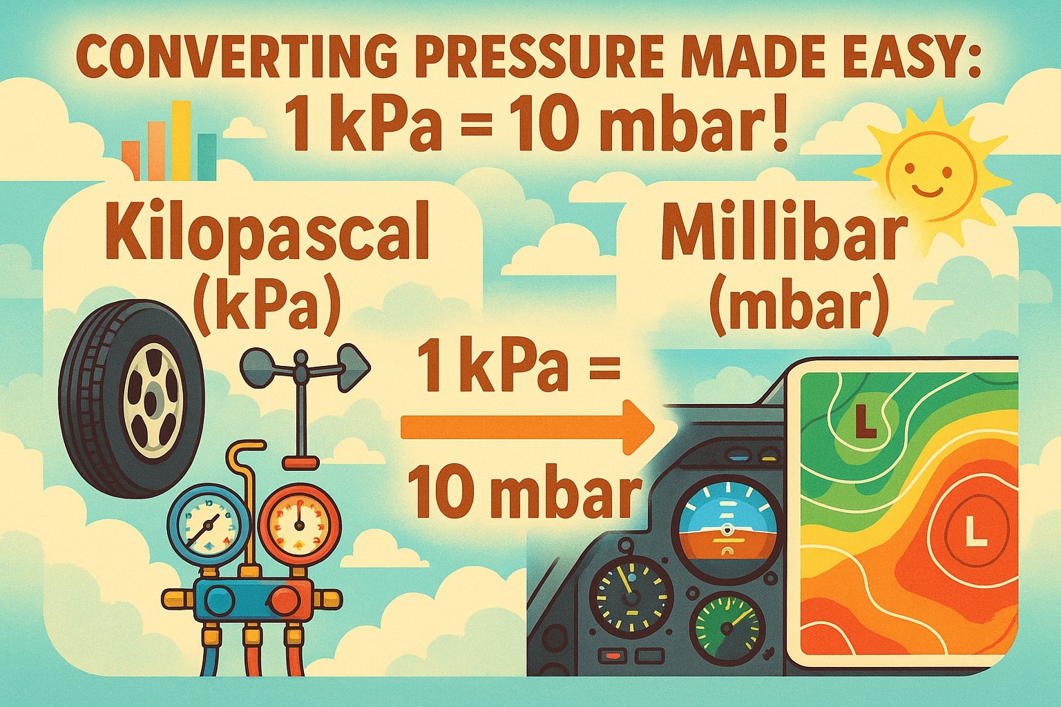 เครื่องมือแปลงกิโลพาสคาลเป็นมิลลิบาร์