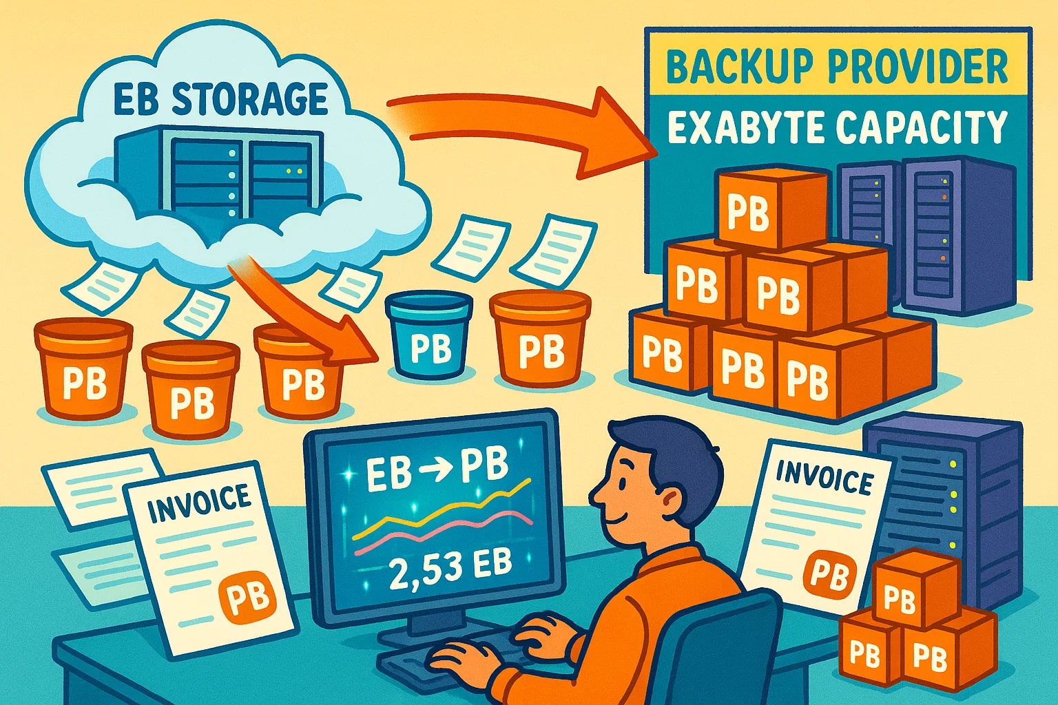 เครื่องมือแปลงค่า Exabytes เป็น Petabytes