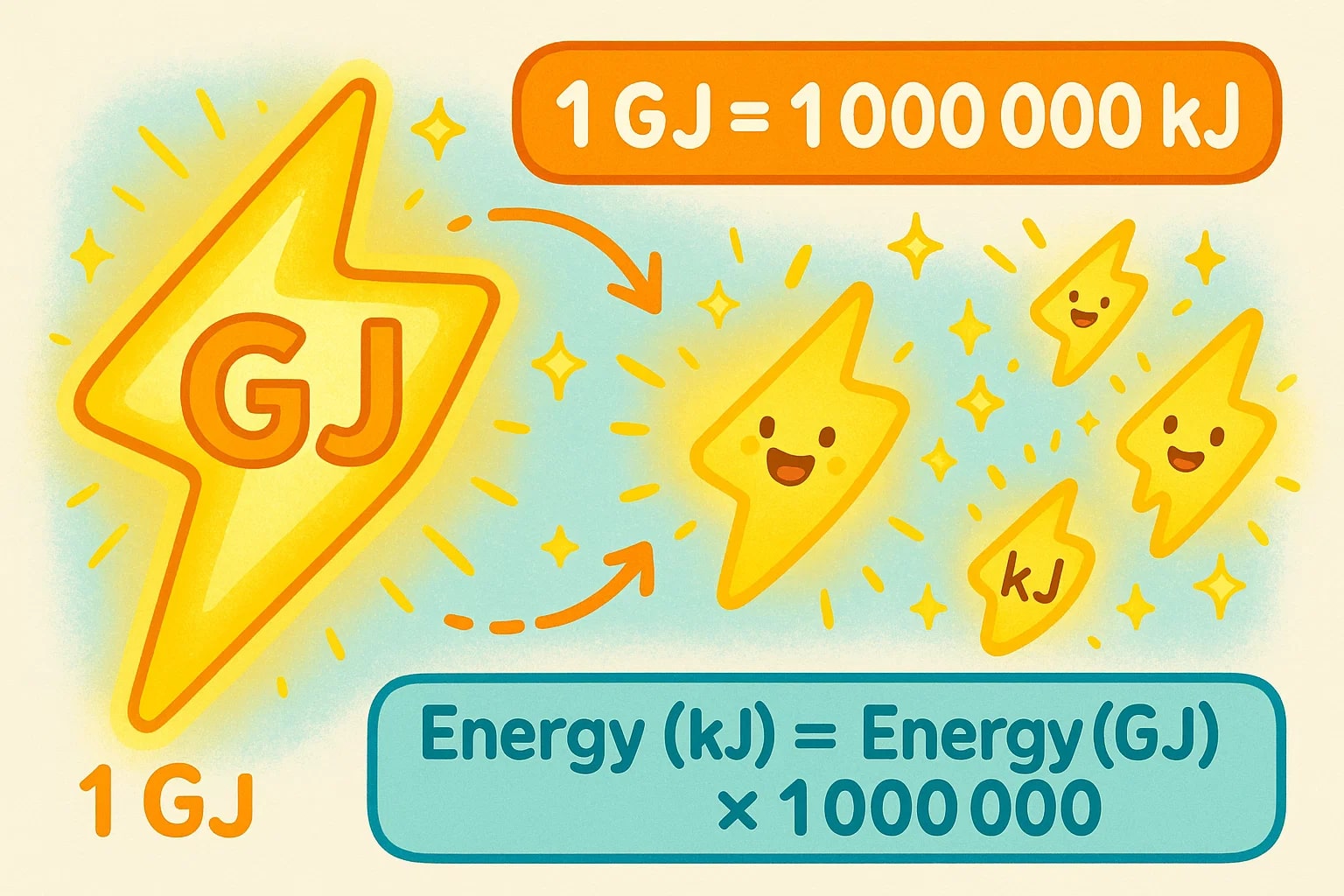 เครื่องมือแปลงกิกะจูลเป็นกิโลจูล