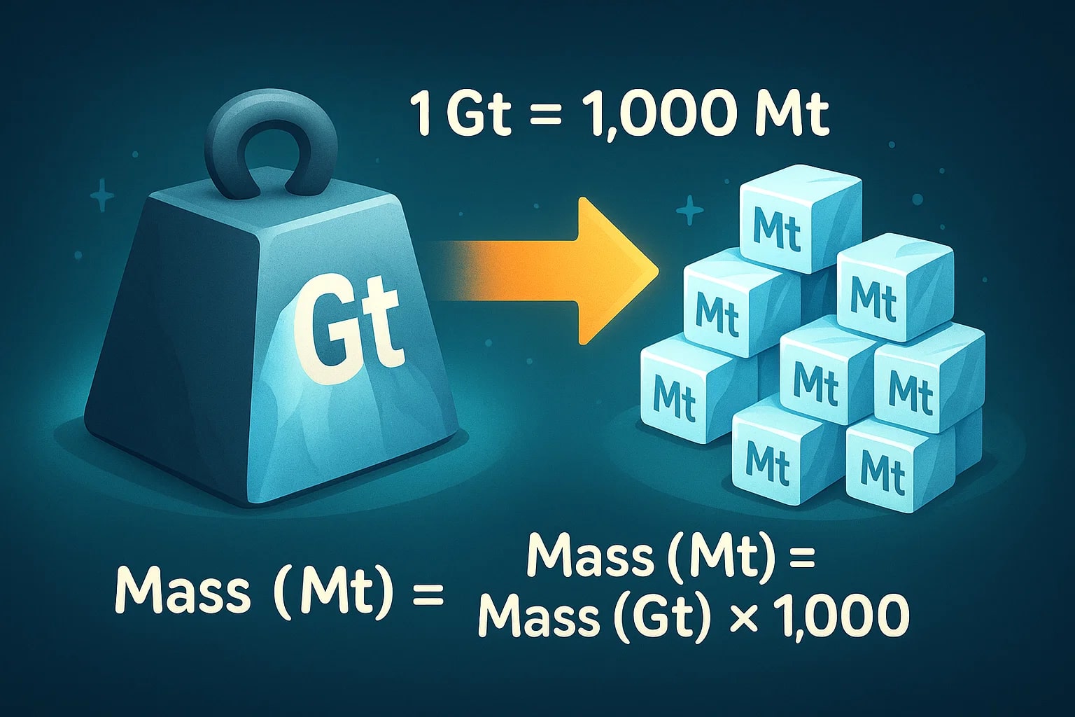 เครื่องมือแปลง Gigaton เป็น Megaton