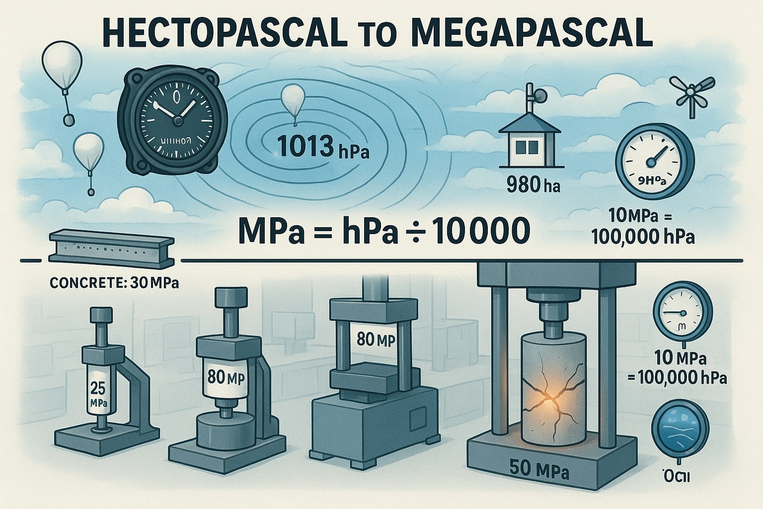 เครื่องมือแปลง Hectopascal เป็น Megapascal