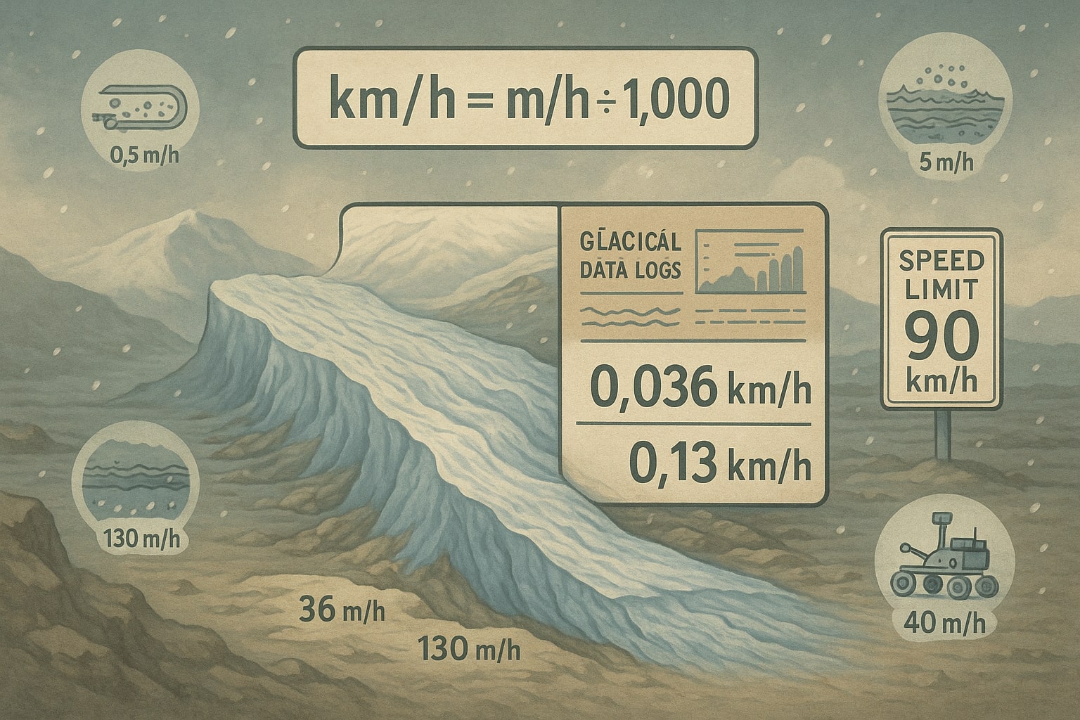 เครื่องมือแปลงเมตรต่อชั่วโมงเป็นกิโลเมตรต่อชั่วโมง