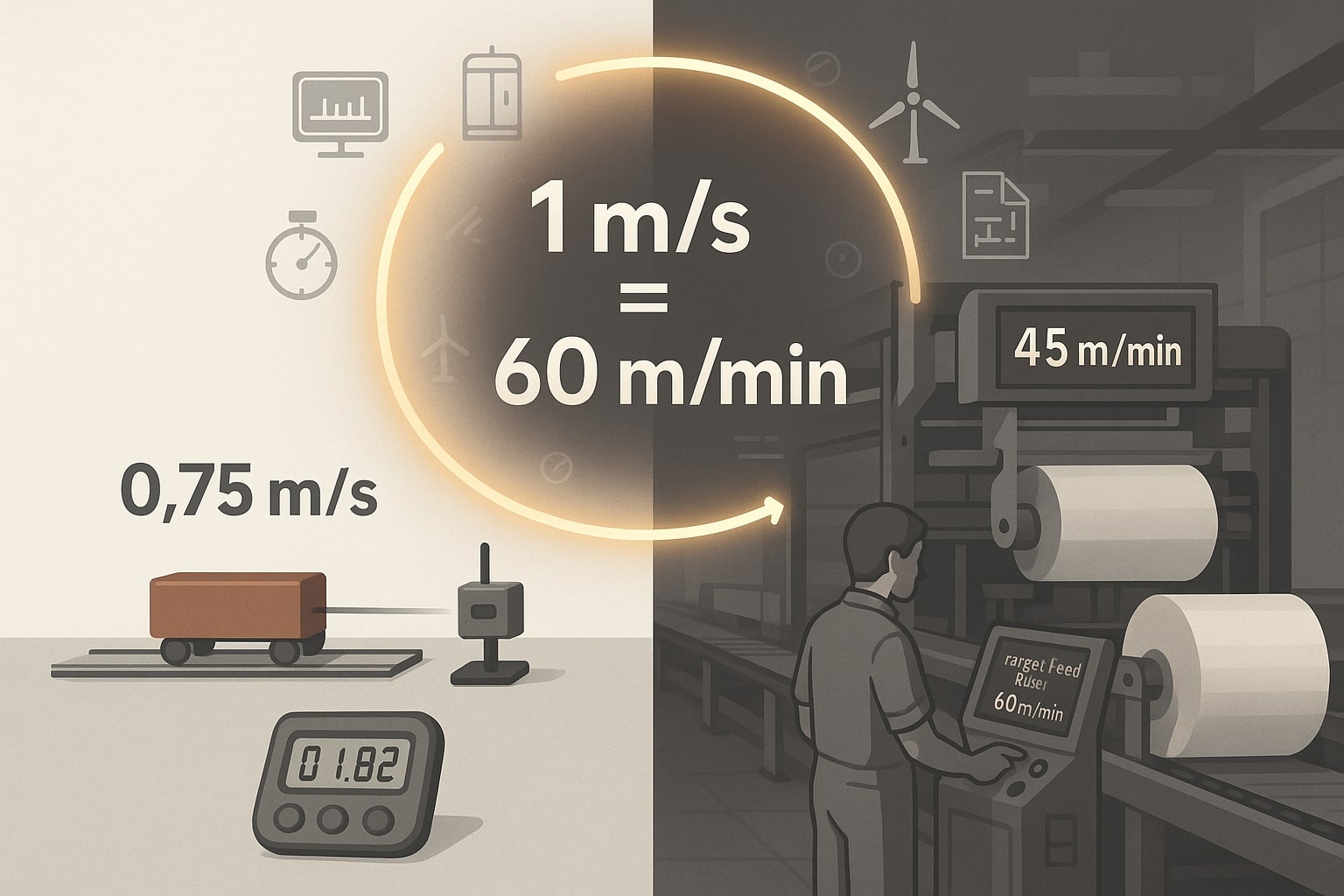 เครื่องมือแปลงเมตรต่อวินาทีเป็นเมตรต่อนาที