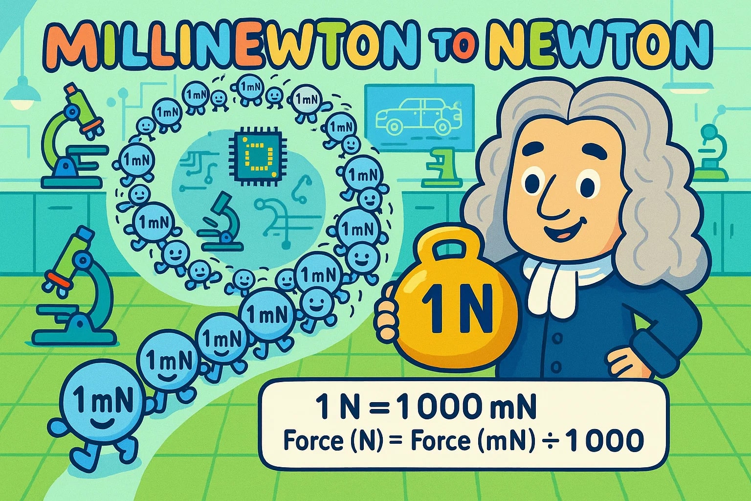 เครื่องมือแปลงหน่วยมิลลินิวตันเป็นนิวตัน