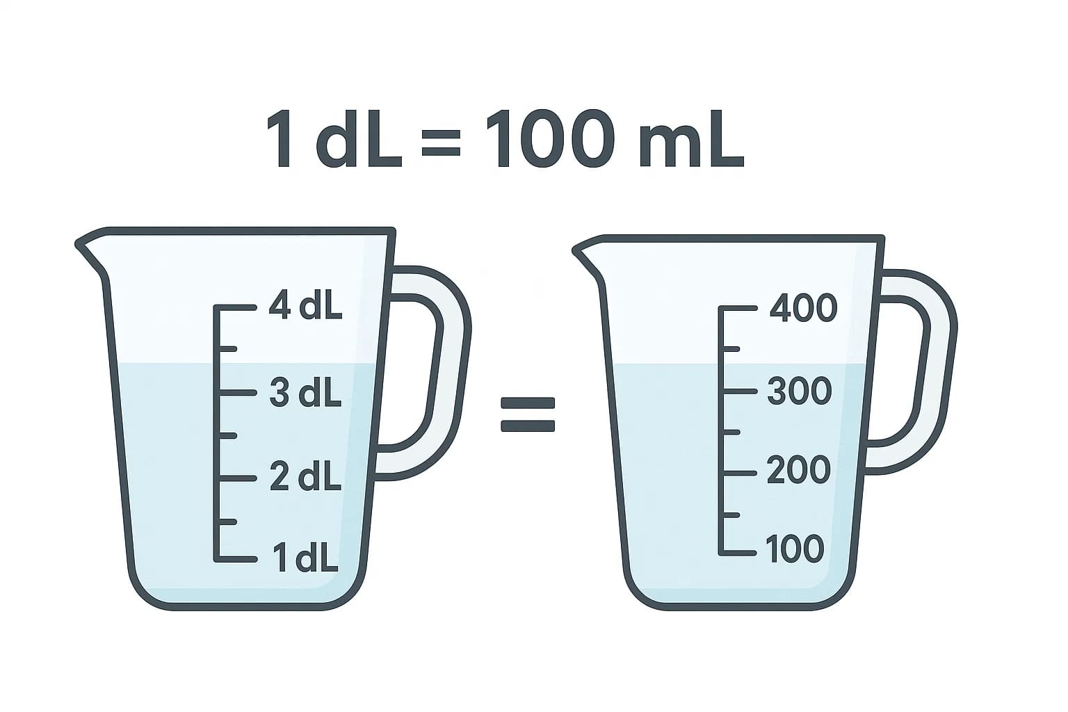 เครื่องมือแปลงเดซิลิตรเป็นมิลลิลิตร