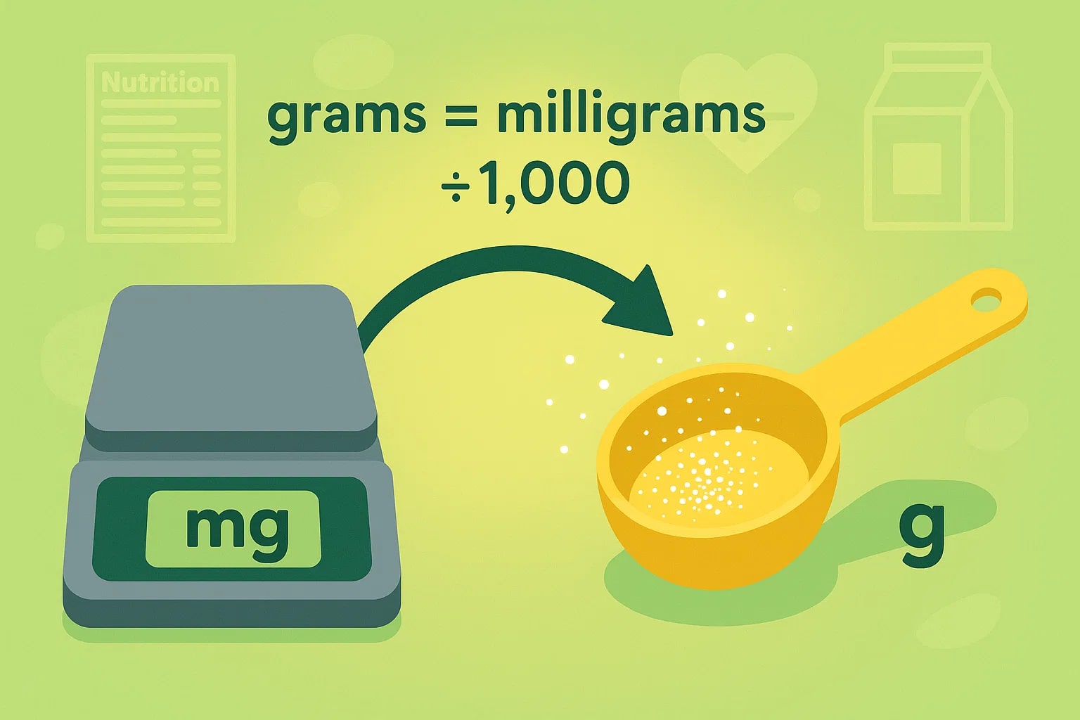 เครื่องมือแปลงมิลลิกรัมเป็นกรัม