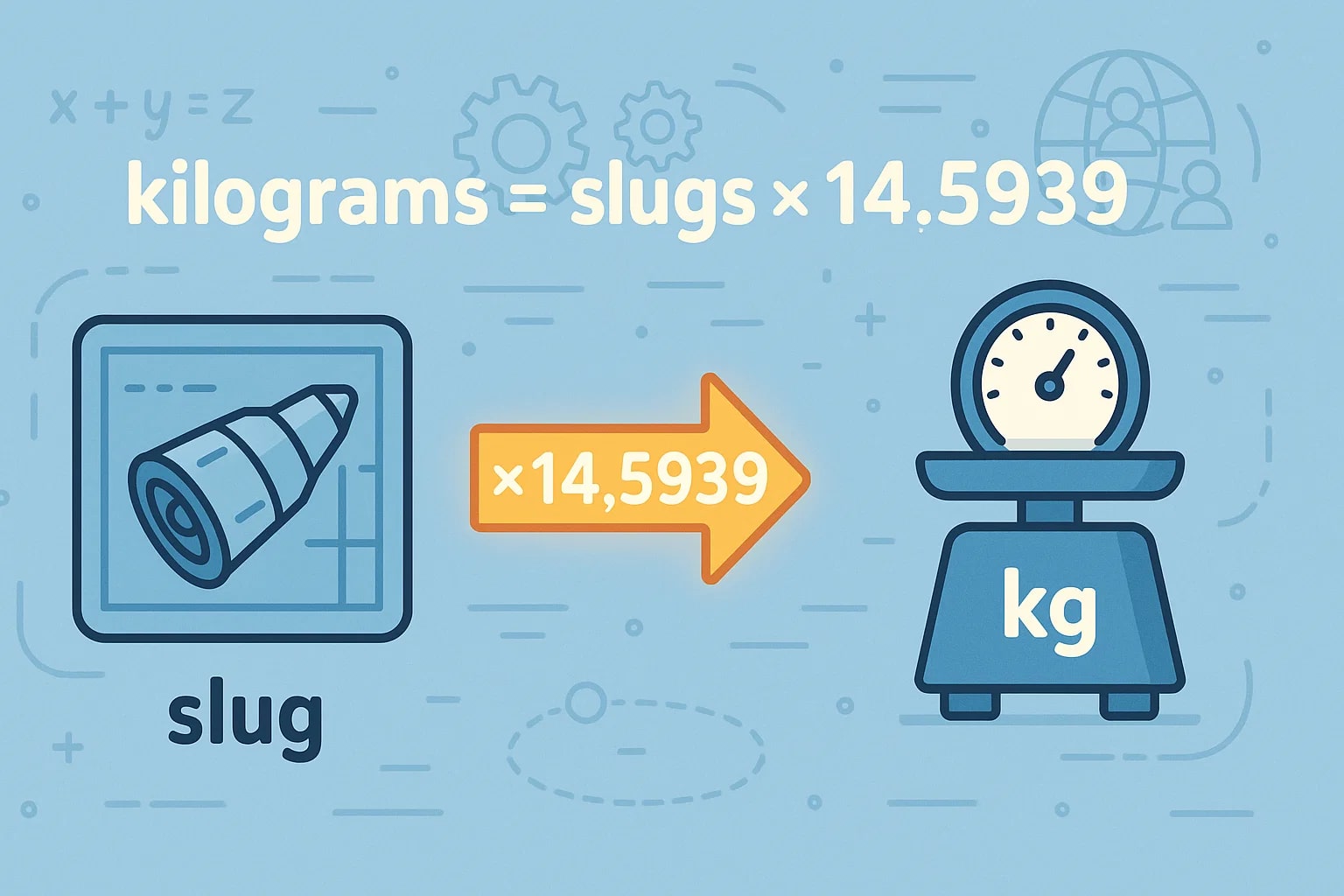 เครื่องมือแปลงหน่วย Slugs เป็นกิโลกรัม