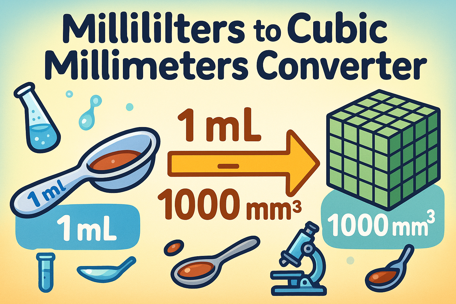 เครื่องมือแปลงมิลลิลิตรเป็นลูกบาศก์มิลลิเมตร