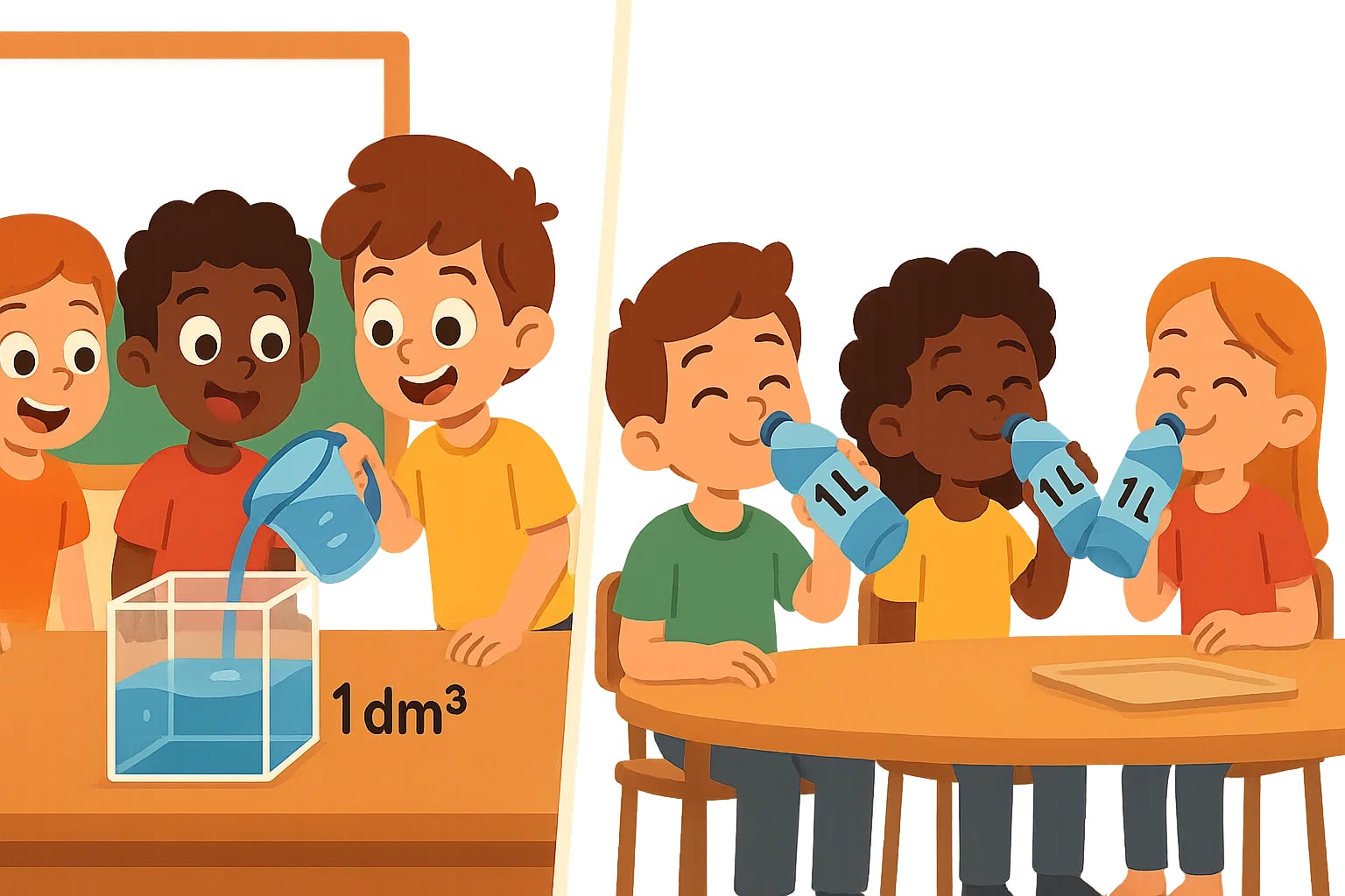 เครื่องมือแปลงลูกบาศก์เดซิเมตรเป็นลิตร