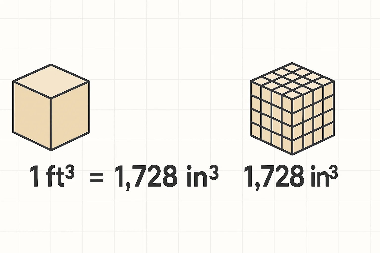 เครื่องมือแปลงฟุตลูกบาศก์เป็นนิ้วลูกบาศก์