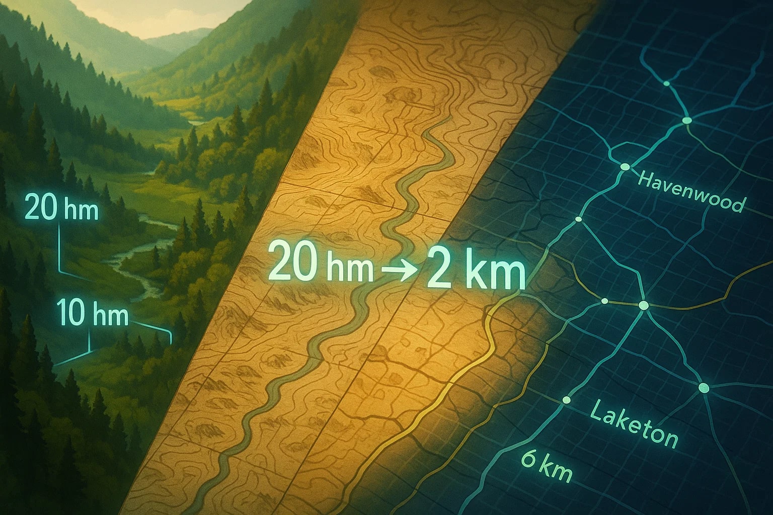 เครื่องมือแปลงหน่วยเฮ็กโตเมตรเป็นกิโลเมตร