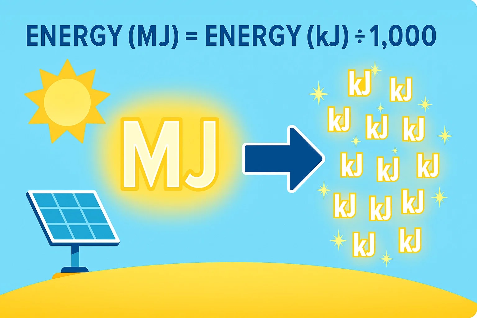 เครื่องมือแปลงเมกะจูลเป็นกิโลจูล