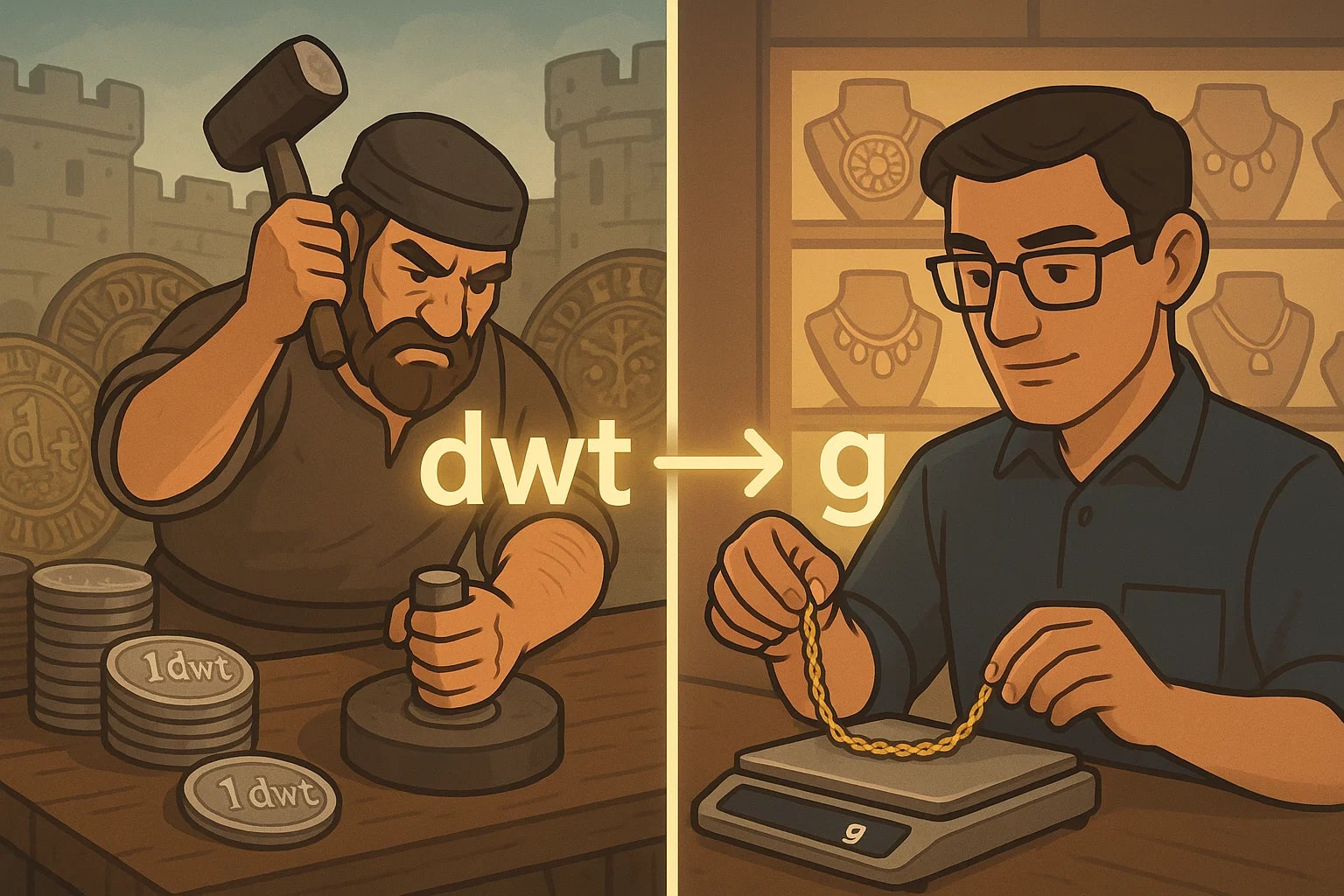 ตัวแปลงหน่วยเพนนีเวทเป็นกรัม