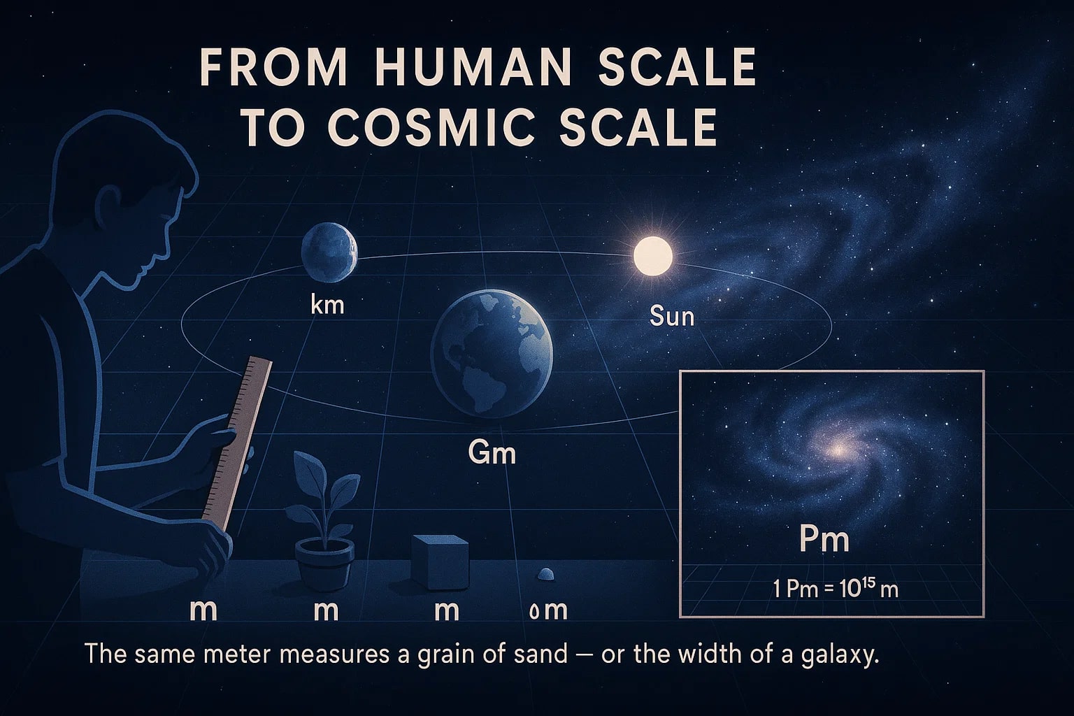 เครื่องมือแปลงหน่วยเปตามีเตอร์เป็นเมตร