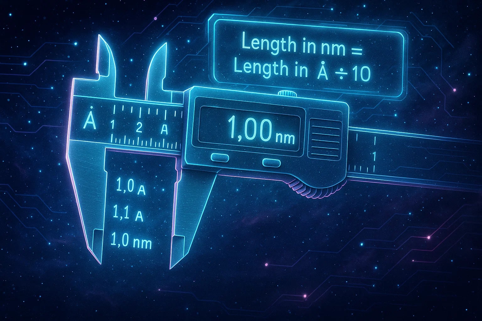 เครื่องมือแปลงหน่วยแองสตรอมเป็นนาโนเมตร