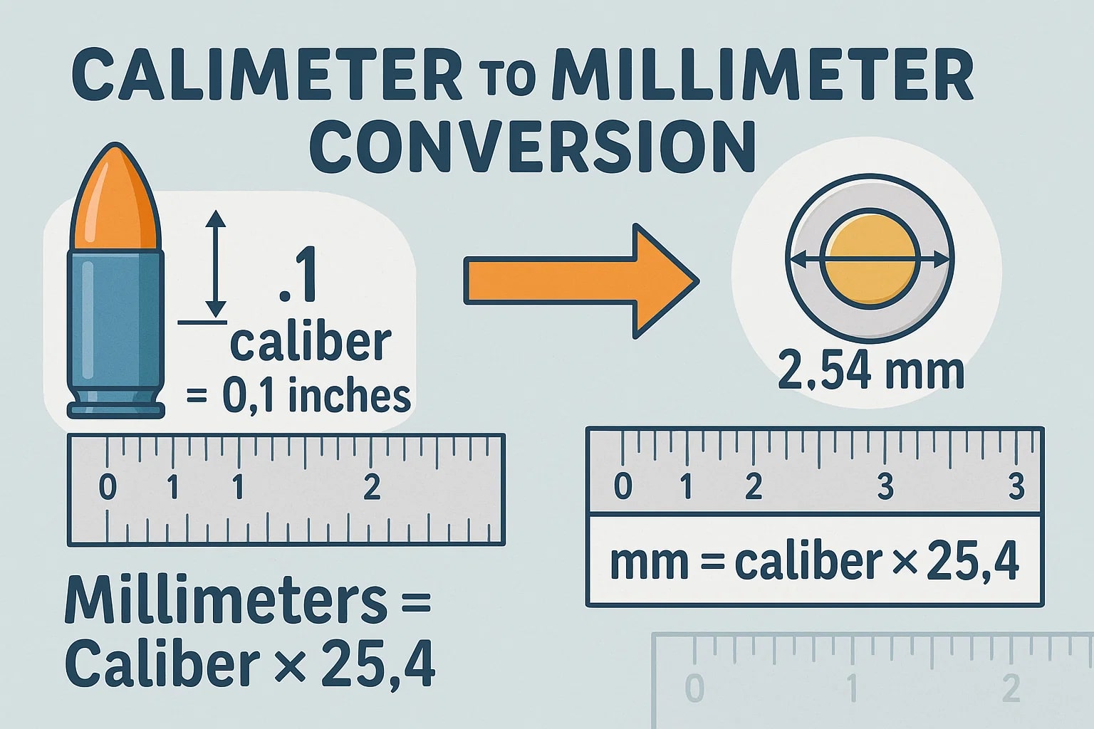 เครื่องมือแปลงขนาดปืน Caliber เป็นมิลลิเมตร