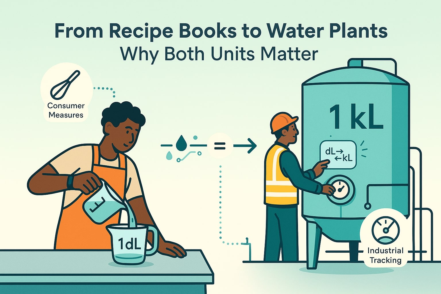 เครื่องมือแปลงหน่วยเดซิลิตรเป็นกิโลลิตร
