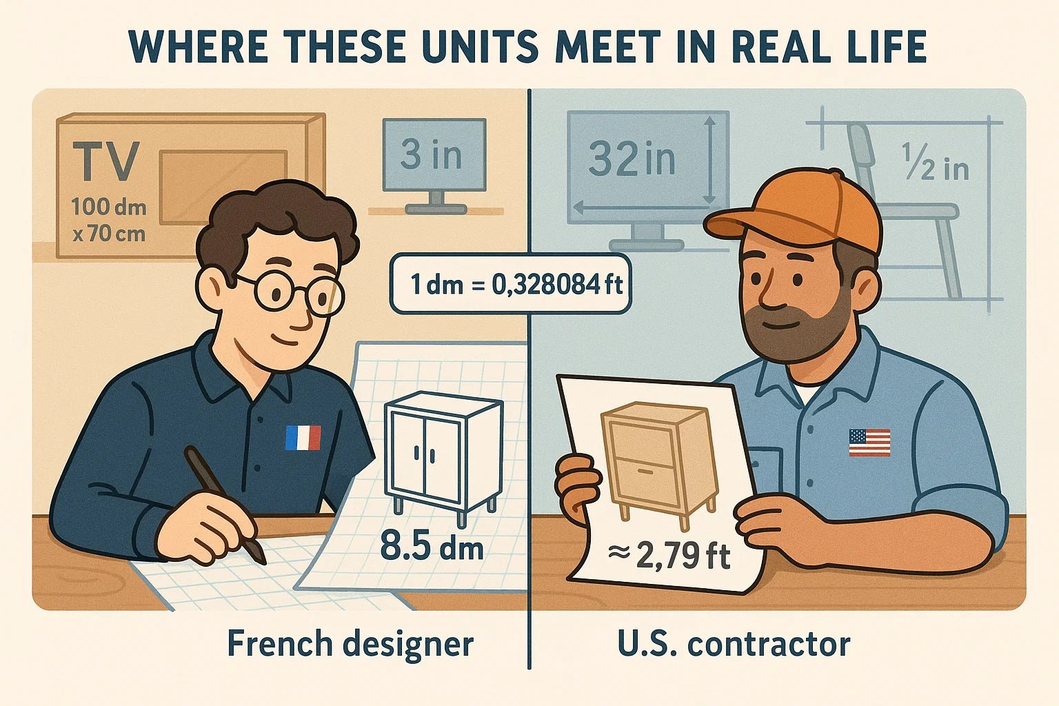 เครื่องมือแปลงเดซิเมตรเป็นฟุต