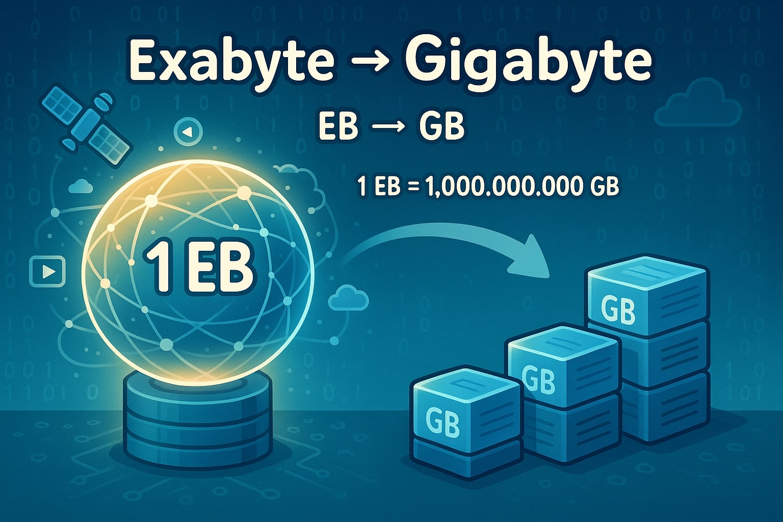 เครื่องมือแปลง Exabytes เป็น Gigabytes