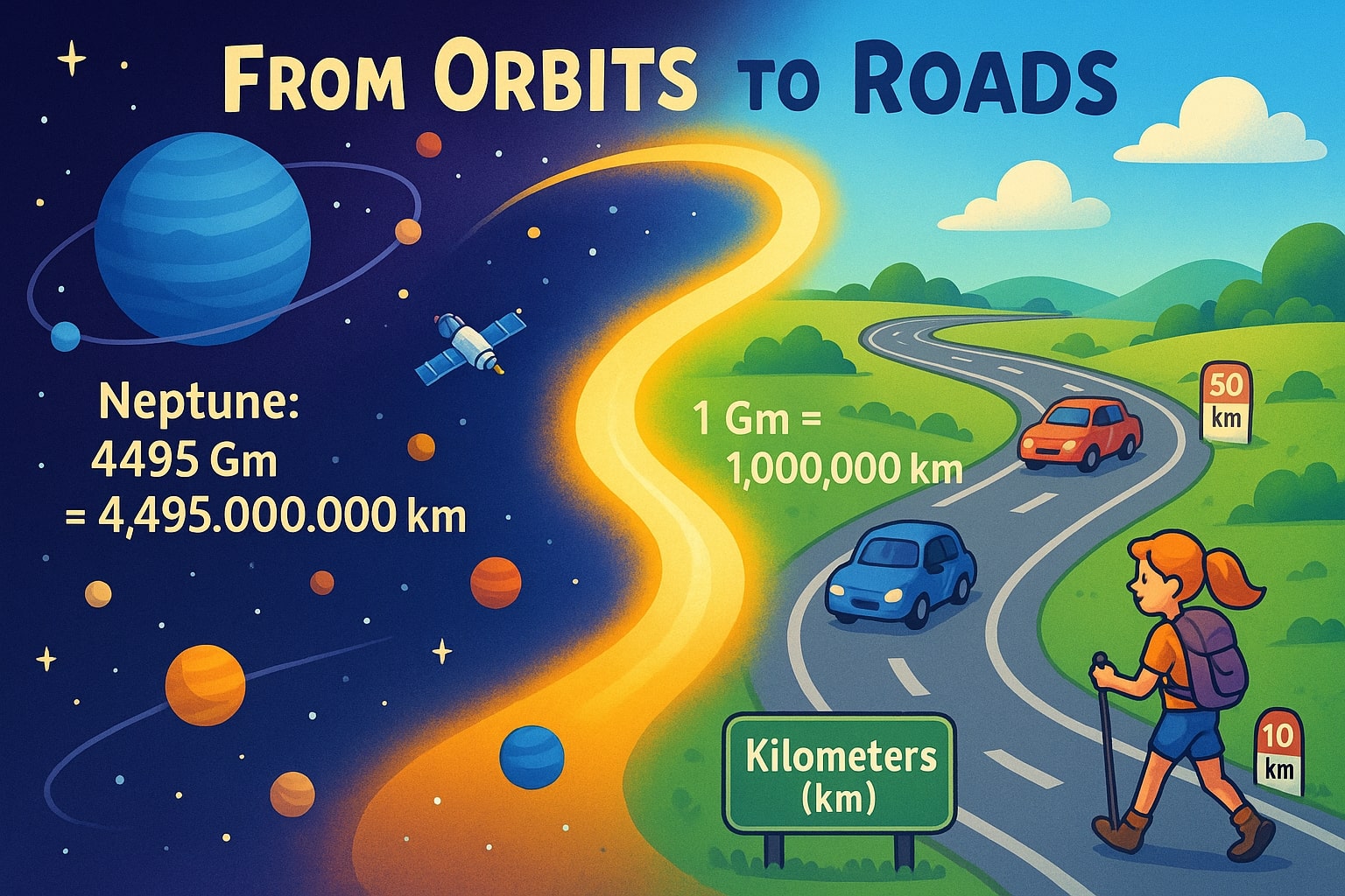 เครื่องมือแปลงจากกิกะเมตรเป็นกิโลเมตร