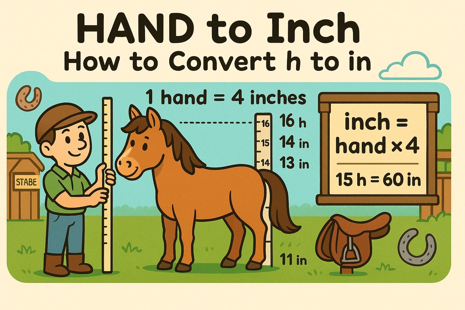 Hands to Inches Converter