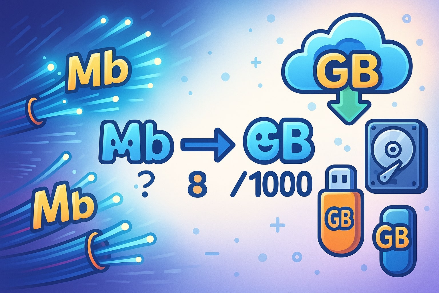 เครื่องมือแปลงเมกะบิตเป็นกิกะไบต์