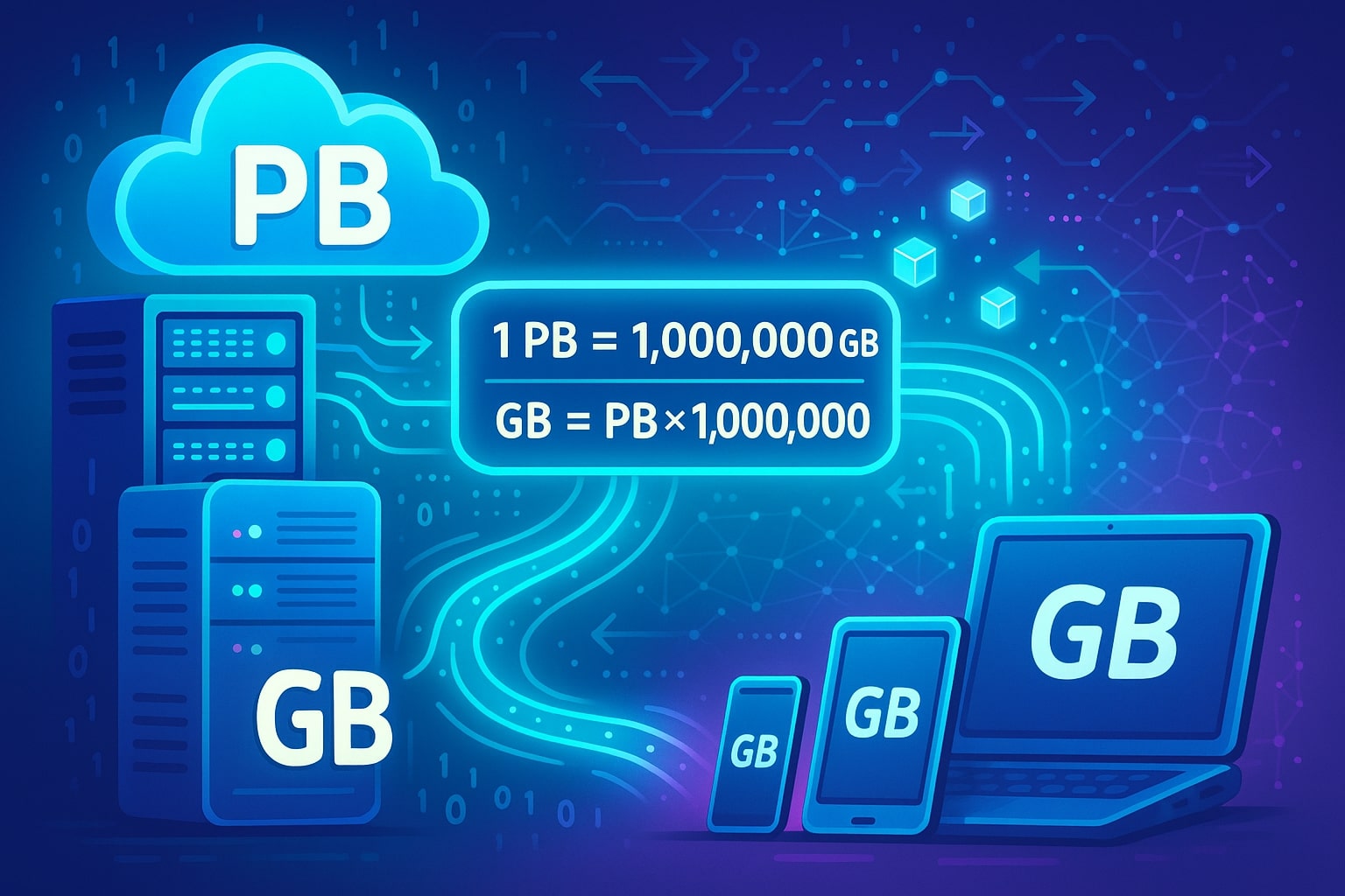 เครื่องมือแปลง Petabytes เป็น Gigabytes