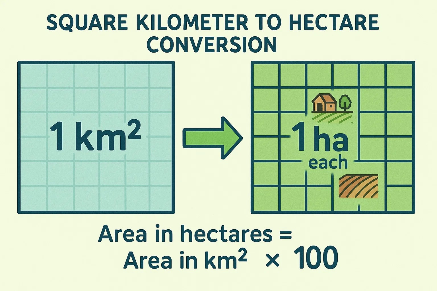 Square Kilometer to Hectare Converter