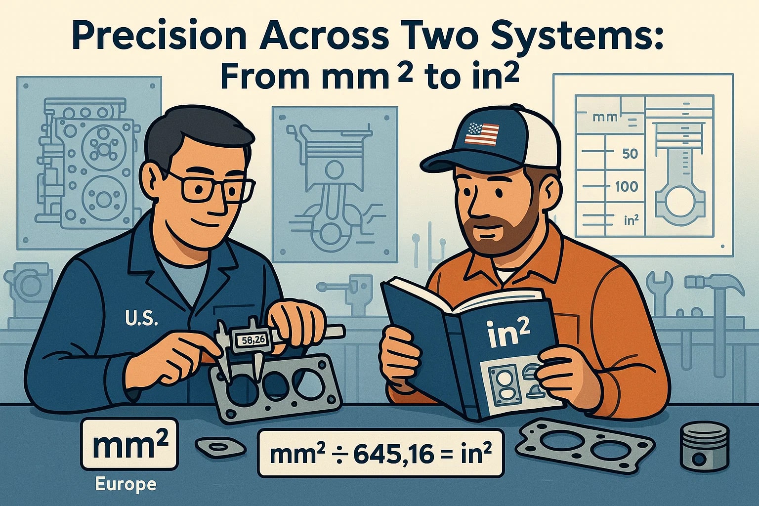 เครื่องมือแปลงมิลลิเมตร² เป็นนิ้ว²